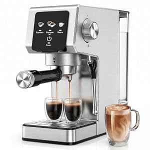 KOMTWNM Espressomaschine 20 Bar Siebträgermaschine mit Touchscreen, 1350W Kaffeemaschine mit Milchaufschäumer, 1, 2L Wassertank, Einzel- & Doppelshot