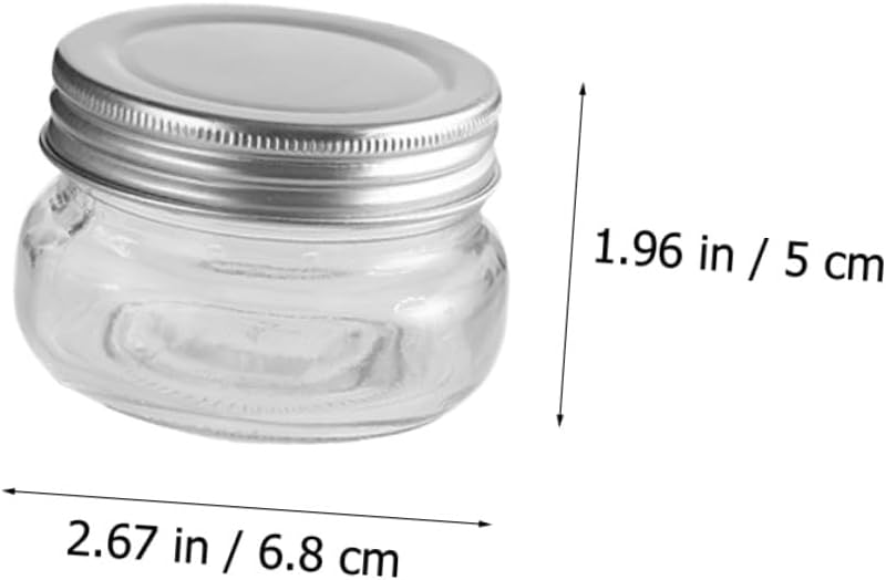 Healifty 4pcs 150ml Glass Candy Jar with Aluminum Lid Flat round Christmas Candy Storage Container Compact DIY Storage for Holiday Party