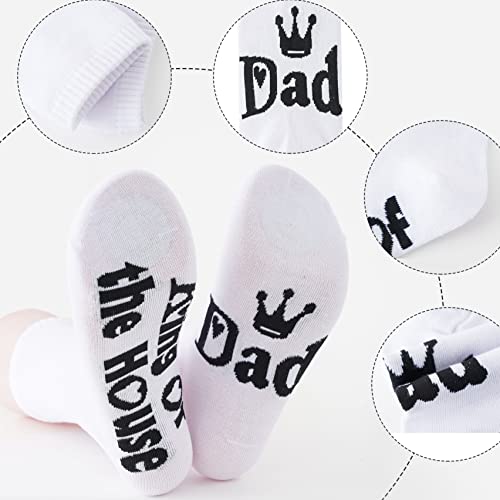 Men's Fun Dress Socks Novelty Colorful Funky Fancy Funny Patterned Crew Casual Crazy Socks For Men Father (001 Pair-Kingdad-White) #TOP4