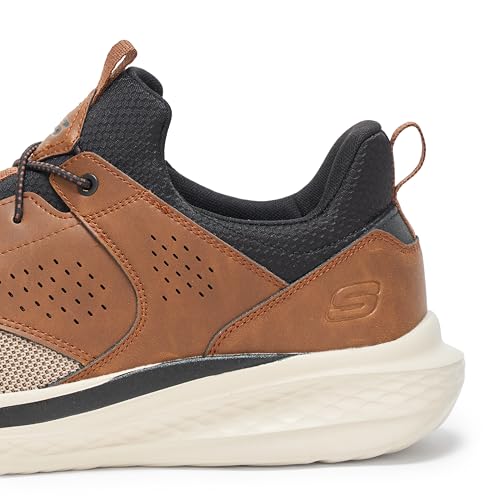 Skechers Slade - Breyer Knitted Bungee Sneaker,Brown/Tan,7 Medium