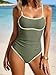 Eomenie Womens One Piece Swimsuits Tummy Control Slimming Bathing Suit for Women Color Block Swimwear Ruched Swim Suit
