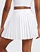CRZ YOGA Girls Pleated Skirt with Shorts Tennis Athletic School Kids Teen Skorts with Pockets White Small