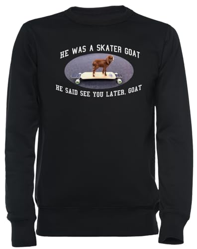 Sweat-shirt noir Skater Goat unisexe - Le pull chaud et doux