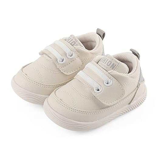LACOFIA Zapatos Primeros Pasos Infantil Zapatillas de Deporte con Suela de Goma Antideslizante para Bebé Niños Blanco/Gris 20(CN 18)