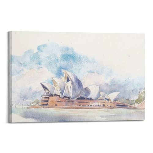 Toile moderne paysage lumineux Opéra délavé poster 40x60cm pour habiller un mur vide