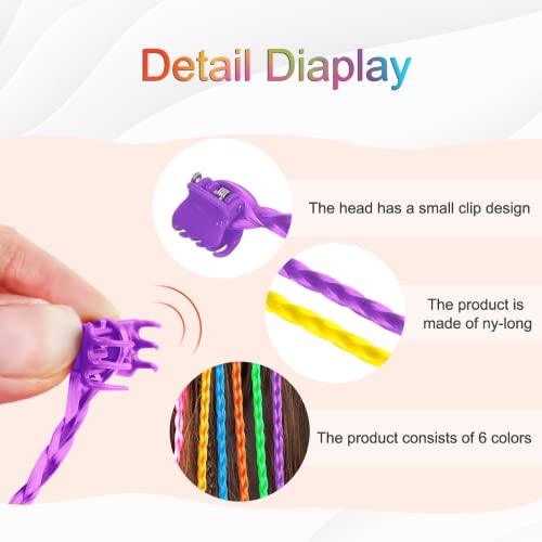 Foto von Bunte Haarsträhnen Kinder 24 Stück, Geflochtene Haar Neon Haar Geflecht Extensions Anhänge mit Neon Clip Snap, für Geburtstagsfeierbevorzugungen und Kinder Haarschmuck