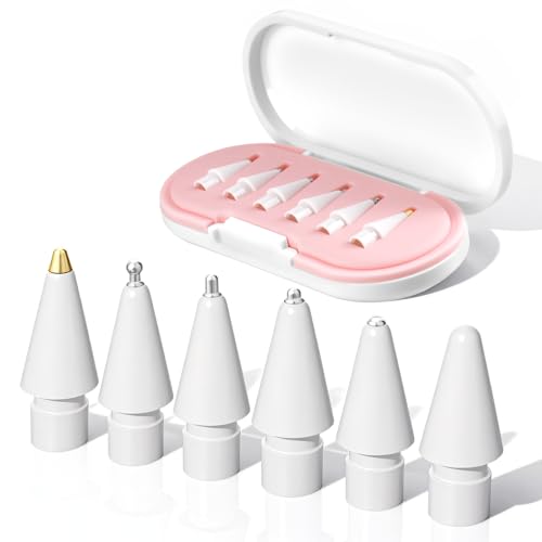 Image of 2026 Upgraded 6 Pack Apple Pencil Tips Replacement Accessories for Apple Pencil Pro /1st Gen /2nd Gen /USB-C, Apple Pen Writing Tips, Metal Drawing Tips (Pink)