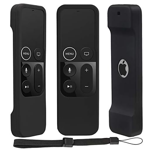 Pinowu Silicone Case for Apple TV 4K/4th Gen Remote, Lightweight Anti-Slip & Secure Protective Cover for Apple TV 4K Siri Remote Controller with Hooks - Black