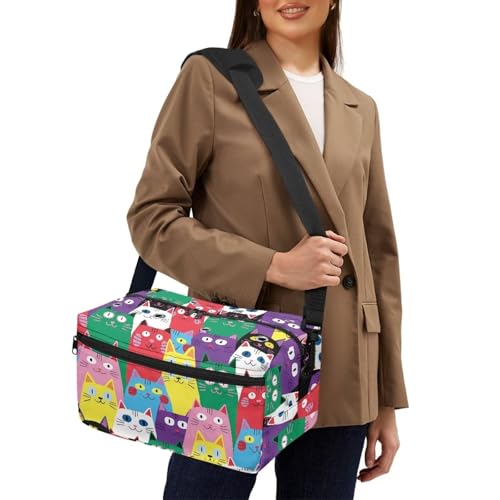Image of Drnuikhe Colorful Cats Large Crochet Bag Knitting Bags and Totes Organizer, Large Capacity Yarn Storage for Knitting Needles, Crochet Hooks and Other Accessories