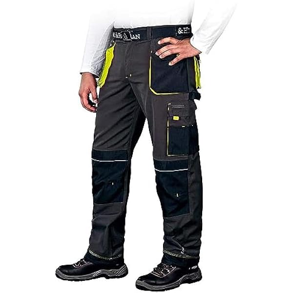 Leber&Hollman LH-FMN-T_SBY54 - Pantalones protectores (talla 54), color gris, negro y amarillo