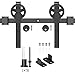 skysen 6.6FT Single Door Sliding Barn Door Hardware Track Kit Black (Big Wheel)