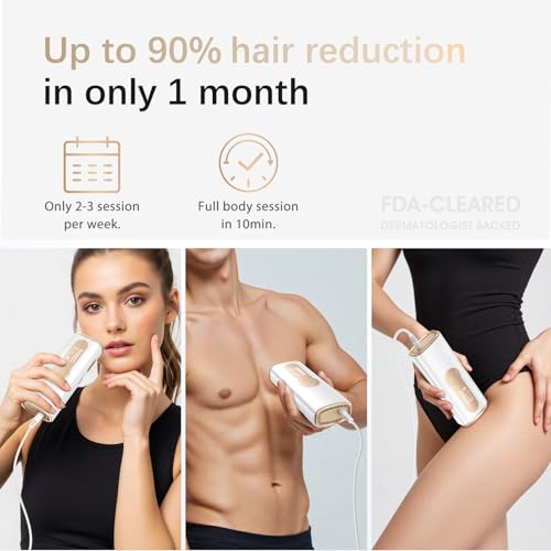 laser hair removal ipl laser hair removal device for women amp men safe at-home nearly painless 45f ice-cooling contact long-lasting result for full body amp face off-white