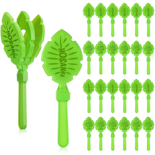 Soulchen 12 Pcs Palm Leaves Clapper for Palm Sunday Bulk Palms Sunday Decorations Noise Makers Palms Branches Plastic Clapping Hands Noisemakers for Church Holy Week Celebration Events