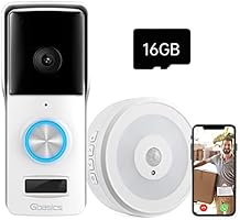 Gbasics Doorbell Camera, 1080P Night Vision Wireless Doorbell with Door Bell Ringer, Wiring/Battery Powered Smart Video...