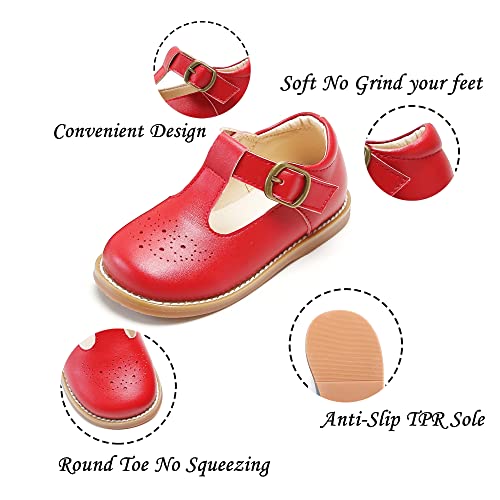 Image of Kiderence Toddler Girl Mary Jane School Uniform Dress Shoes Oxford Flats | Wide Toe Box Great Comfort for Student Shoe and Flower Girl Shoe for Wedding, Parties, Church