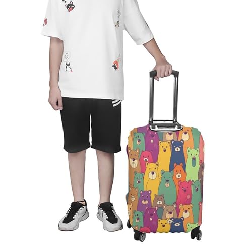 Housse de valise blanche en polyester motif ours M - 7