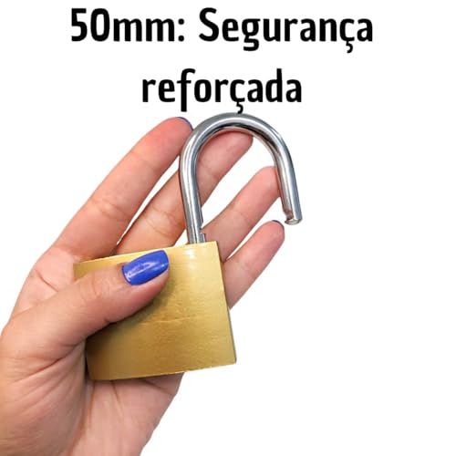 Cadeado Tetra de Latão Maciço 50mm, 3 Chaves, Alta Segurança para Portão