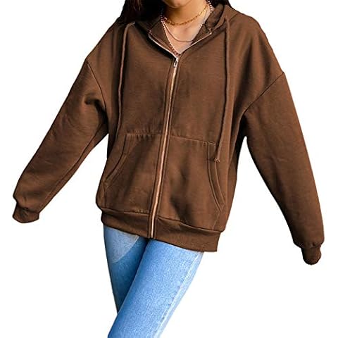 Women Y2K Hoodie Butterfly Graphic Zip Up Sweatshirt E-Girl 90s Long Sleeve Jacket with Pocket Streetwear Oversized Coat (Z-Brown, S) Cover