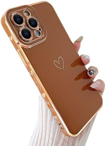 SmoBea Compatible with iPhone 13 pro case,Heart Pattern Cute Girls for Women Plating case,Soft TPU Full Camera Shockproof Protective Case for iPhone 13 pro 6.1 inch(Pink)