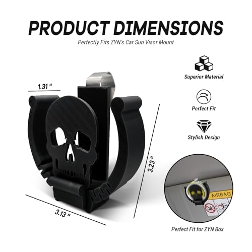 Image of Car Visor Clip Holder for ZYN,Universal high-Temperature Resistant Sun Visor Accessories for Nicotine Bag cansInterior Car Accessories for Organization,Fit Most of The Auto (Black Skull)