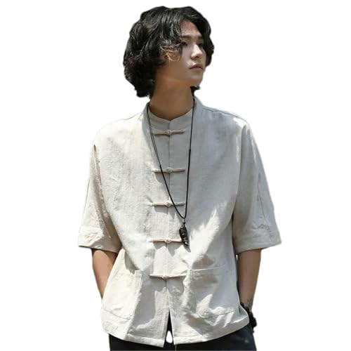 Chemise Kung Fu lin et coton haut de gamme décontractée pour été
