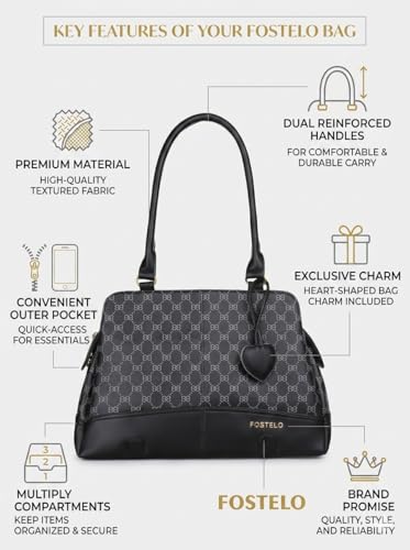 Image of Fostelo Women's Helena Satchel Tote Handbag for Women | Ladies Purse | Stylish Shoulder Bag | Gift For Women