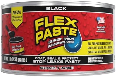 Flex Paste Rubberized Waterproof Sealant Paste, Black, Half-Quart, 1-Pack