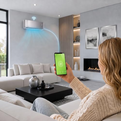 Heinner HAC-CO12WFN-SL Onix Eco Split-Klimaanlage Silber, 12000 BTU, WiFi, Smart Inverter, A++ Kühlung, A+ Heizung, ECO, Super Ionization, Silent, Turbo, Auto-Clean, Timer, Wandmontage, für-10