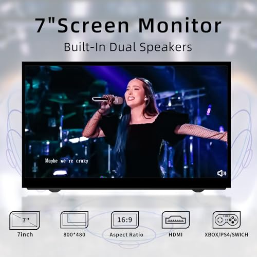 Image of HAMTYSAN Upgraded Version 7'' Raspberry Pi Screen HDMI Monitor 800x480 LCD Screen Mini Small Monitor for Raspberry Pi 4 /3 /2 /Zero /B /B+ Win11 /10 /8 /7 (Non-Touch), Dual Speakers, Driver Free