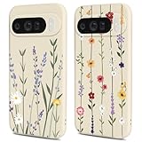 Ciciber Ttusy 2 Stück Hülle für Google Pixel 10/10 Pro Handyhülle Silikon mit Muster Blumen Matte Hülle Stoßfest Dünn Ästhetik Frauen Mädchen Weich TPU Schutzhülle Tasche für Google Pixel 10/10 Pro,03