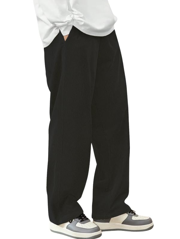 Buy SMOWKLY Men's Black Cotton Blend Relaxed Fit Sweatpant - Image 1