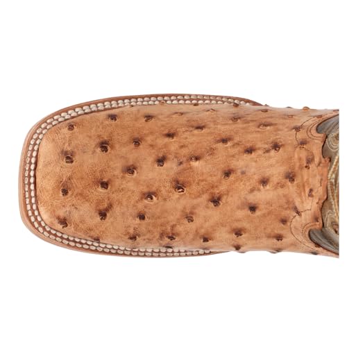 Durango Mens Prca Collection Full-Quill Ostrich Embroidered Square Toe Pull On Dress Boots Mid Calf - Brown4