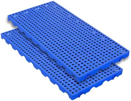 2 Pack Lightweight Waterproof Plastic Pallets, Nestable Anti-Slip Storage Grids for Garage, Warehouse & Supermarket - Durable Red Breathable Floor Pads for Efficient Organization