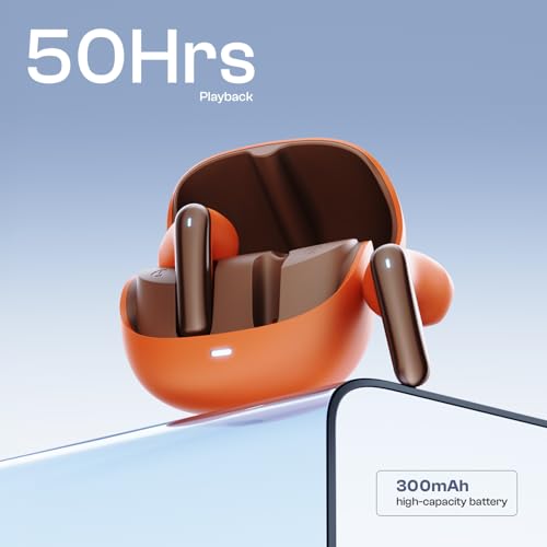 Image of Fire-Boltt Aero Fit TWS Earbuds with Custom EQ, Bluetooth 5.4 Wireless Earphones, 50H Playtime, Fast Charging Case, 50ms Low Latency Gaming & Touch Controls Orange