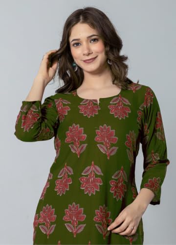 Image of rytras Women Pure Cotton Printed Straight Kurta Set with Palazzo Pants - Ethnic Wear
