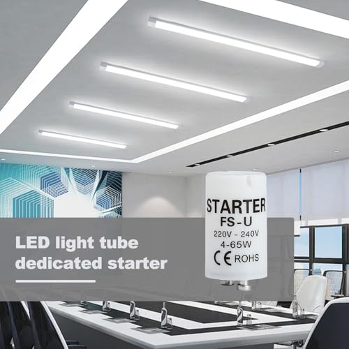 6 Stück Starter, Leuchtstoffröhren-Starter FS-U, 4-65 W, 220-240 V, Zuverlässige Zündstarter für Einzelschaltkreise von Leuchtstofflampen, Sicher Effizient für UV Streifenlampenhalter[Energieklasse G]