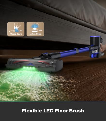 Image of Cordless Vacuum Cleaner, 550W 50KPa 45Mins Vacuum Cleaners for Home, Self-Standing Stick Vacuum with Anti-Tangle Brush & LED Display for Hardwood Floors, Carpet, Pet Hair, Car