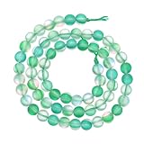 QUARKZMAN Matte Kristallglasperlen 6mm Synthetische Mattierte Glänzende Halbedelstein-Runde Lose Perlen Synthetischer Mondstein für Schmuckherstellung DIY Armband, Grün
