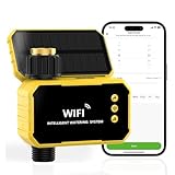 WiFi Sprinkler Timer with Brass Inlet, Smart Solar WiFi Water Timer for Garden Hose No Need Hub, Rain Delay/Auto/Manual Override, Alexa/Google Assistant Compatible, APP Remote Control via 2.4Ghz WiFi