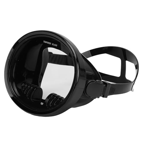Snorkel Diving Mask, Oval Panoramic View HD Goggles, Tempered Glass Lens Swimming Snorkeling Goggles Mask Wide View Freediving Mask for Adults (Black)