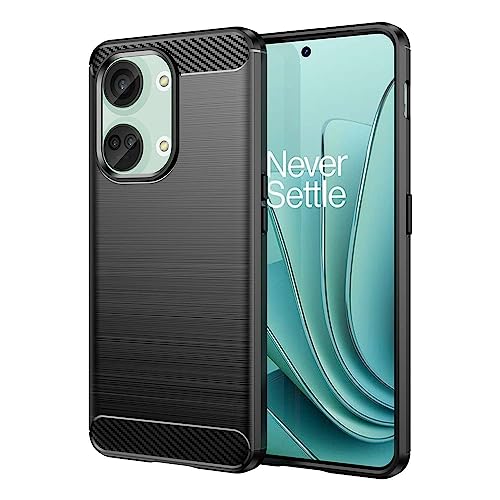 Capa de celular para Oneplus Nord 3, fibra de carbono refinada, anti-queda, anti-impressões digitais, proteção total - preta