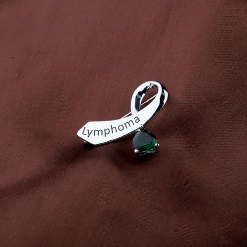 Broche de sensibilisation au lymphome avec ruban vert en zircon - 5