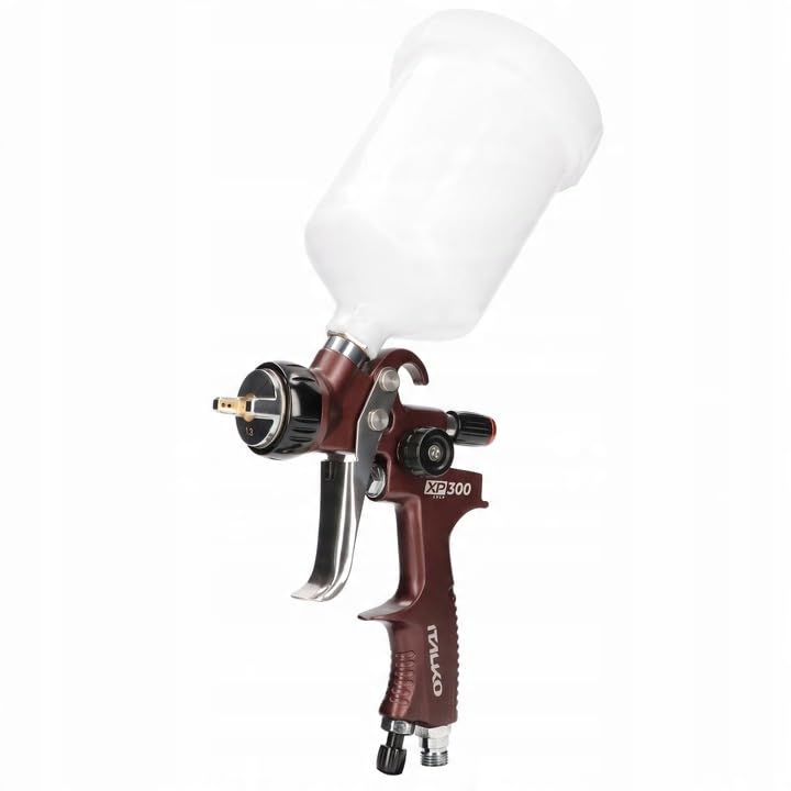 XP 300 Lackierpistole 1,3 mm Düse LVLP – Profi Farbspritzpistole mit 600ml Becher für Lack, Grundierung, Klarlack, Wasserbasislacke, Holzlacke – inkl. Zubehör & Anschluss