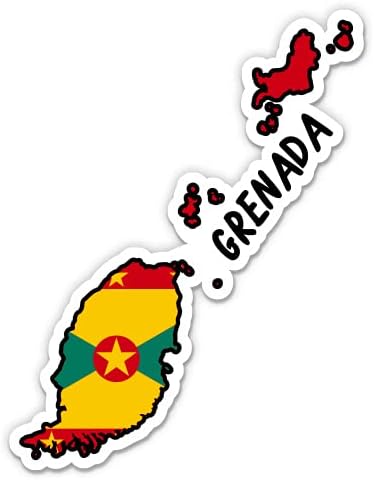 Grenada Map with Flag - Vinyl Sticker - 7