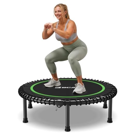 BCAN 40" Foldable Mini Trampoline, Silent Bungee Cord, Stable & Quiet Exercise Rebounder for Kids Adults Indoor/Garden Workout Max 450LBS - Green