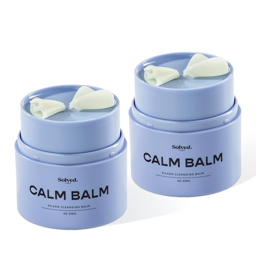 Image of Solved Labs CalmBalm Silken Cleansing Balm for Face (Pack of 2) | With Ectoin, Cica & Ceramides | Makeup Remover Balm | Removes Oil, Dirt & Sunscreen | Detoxifies & Clears Pores | Non-Comedogenic | 40g each