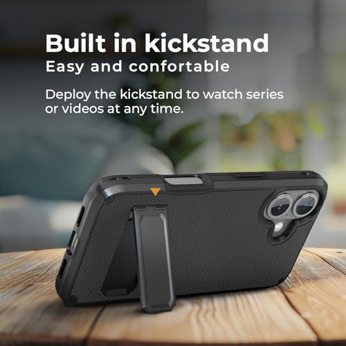MOTIVE iPhone 16 Case with Belt Clip & Kickstand, MagSafe Compatible, Shockproof Shell Holster Combo, 6.1" | Black V2 by MOTIVE - Used condition - Image 7