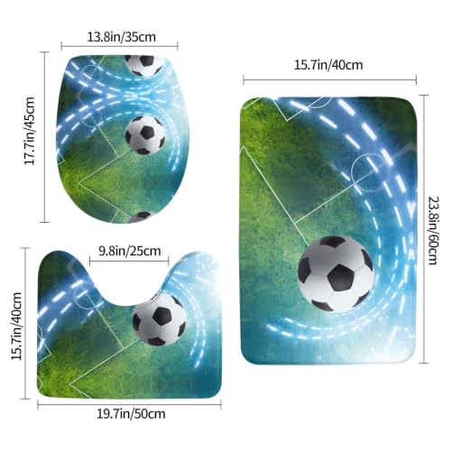 Alfombrilla de fútbol para baño infantil juego de 3 piezas decoración deportiva 3