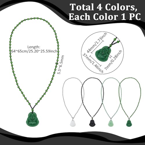 UNICRAFTALE 4Pcs 4 Colors Maitreya Buddha Pendant Necklaces Beaded Buddhist Necklaces for Men Women Laughing Buddha Guanyin Necklace Amulet Talisman Lucky Crystal Pendant Necklace3