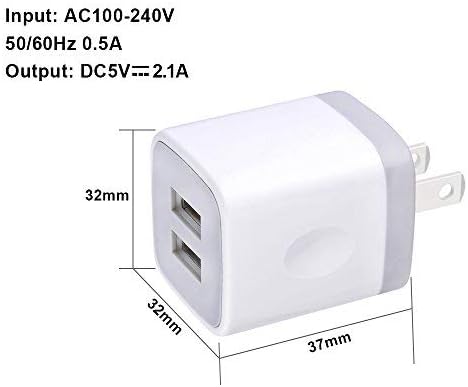 Wall Charger, Vifigen 2-Pack USB 2.1AMP Universal Power Home Travel Wall Charger Dual Port Plug for X/XR/Xs/Xs Max/8/8 Plus/7/7 Plus 6/6 Plus, Samsung Galaxy S10 S9 S9 S8, Note 9/8, LG and More Device